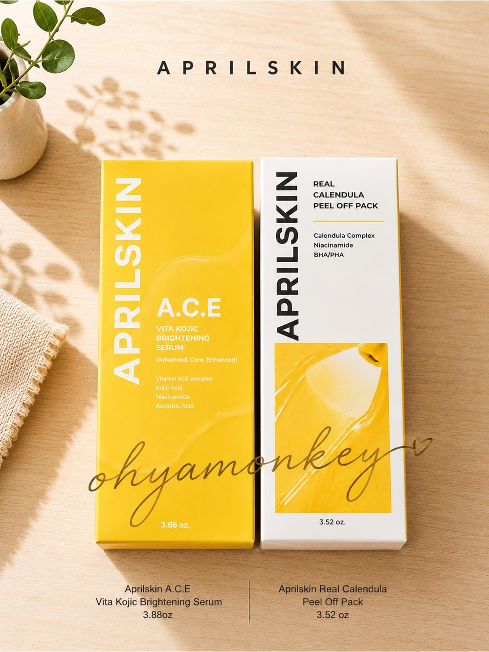 APRILSKIN A.C.E Vita Kojic Brightening Serum & Real Calendula Peel Off Pack $36
